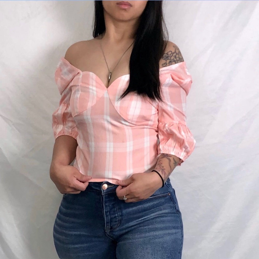 Pink plaid wrap